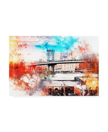 Trademark Global philippe Hugonnard NYC Watercolor Collection - the Manhattan Bridge IV Canvas Art - 36.5