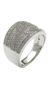 Suzy Levian Sterling Silver Cubic Zirconia Pave Wide Band Ring купить онлайн