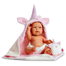 Пупсы пупс Berjuan Единорог (38 cm), в набор входят плюшевая игрушка, одеяло, розовый цвет