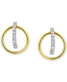 Cubic Zirconia Orbital Hoop Earrings in Sterling Silver & 18k Gold-Plate, Created for Macy's купить в интернет-магазине