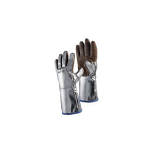 Jutec Hitzeschutzhandschuhe 5-Fingerhandschuh 10 braun/silber Spaltleder m.alumin.Preox-Aramidgewebe EN 388, EN 407 PSA-Kategorie III