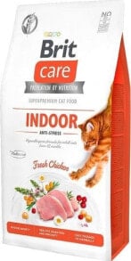 Сухие корма для кошек сухой корм для кошек VAFO PRAHS, Brit Care Kot Indoor Anti-stress, для взрослых, с курицей, 0.4 кг
