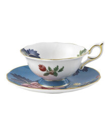 Wedgwood wonderlust Sapphire Garden 2 Piece Teacup Saucer Set