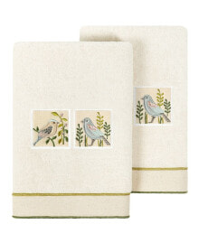 Linum Home textiles Turkish Cotton Belinda Embellished Hand Towel Set, 2 Piece