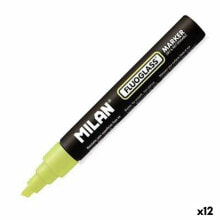 Felt-tip pens Milan Fluoglass Yellow (12 Units) Erasable