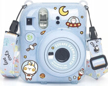 Купить сумки, кейсы, чехлы для фототехники LoveInstant: Pokrowiec LoveInstant Futerał Etui Pokrowiec Case do FujiFilm Fuji INSTAX Mini 12 + Naklejki i Kieszeń na Zdjęcia / Ucieczka z Ziemi / Niebieski Brokat