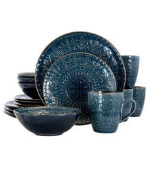 Deep Sea Mozaic Luxurious Dinnerware with Complete Set of 16 Pieces