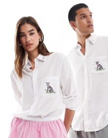 Sister Jane Unisex embroidered dog shirt in white купить онлайн