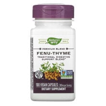 Витамины и БАДы для пищеварительной системы Натурес Вэй, Fenu-Thyme, 450 мг, 100 веганских капсул