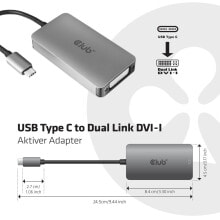 Компьютерные разъемы и переходники CLUB3D cac-1510 USB C DVI-D Dual link Серый CAC-1510