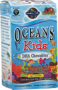 Рыбий жир и Омега 3, 6, 9 Garden of Life Oceans Kids DHA Chewables Berry Lime Омега-3 из рыбьего жира для детей 120 гелевых капсул
