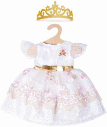 Одежда для кукол кукольное платье принцессы "Вишневый цвет" с золотой короной от Heless. Для куклы размером: 35-45 см. Белое, юбка из тюля с золотыми точками, нежными цветами и листьями сакуры. С 3 лет.