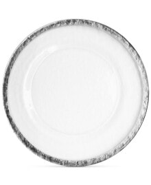 American Atelier jay Import Hammered Ice Glass Charger Plate With Silver-Tone Band
