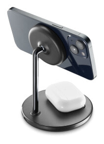 Cellularline Mag Duo Гарнитура, Смартфон Черный, Серебристый USB Беспроводная зарядка Для помещений MAGSF2IN1WIRK