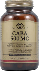 Серотонин, ГАМК Solgar Gaba  Гамма-аминомасляная кислота 500 мг 100 растительных капсул