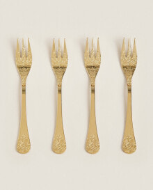 Decorative engraved brunch fork set