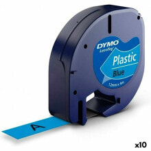 Laminated Tape for Labelling Machines Dymo 91205 12 mm LetraTag® Black Blue (10 Units)