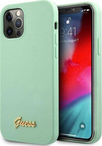 Guess Etui Guess GUHCP12MLSLMGGN Apple iPhone 12/12 Pro zielony/green hardcase Metal Logo Script