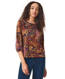 Купить женские блузки и кофточки Jones New York: Women's Paisley-Print Moss Crepe 3/4-Sleeve Top