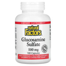 Глюкозамин, Хондроитин, МСМ Natural Factors, Сульфат глюкозамина, 500 мг, 180 капсул