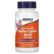 Антиоксиданты NOW Foods, Alpha Lipoic Acid, Extra Strength, 600 mg, 60 Veg Capsules