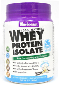 Сывороточный протеин Bluebonnet Nutrition 100% Natural Whey Protein Isolate Натуральный изолят сывороточного протеина со вкусом французской ванили  907 г