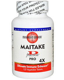Грибы Mushroom Wisdom Maitake D-fraction Pro 4X Комплекс на основе грибом майтаке D-фракция для иммунной поддержки 120 вегетарианских капсул