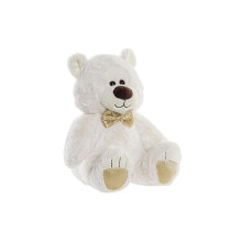 Мягкие игрушки для девочек плюшевый медвежонок DKD Home Decor Соломинка 30 x 30 x 36 cm Позолоченный Белый Детский Медведь