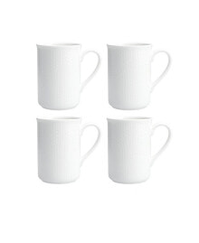 Fortessa amanda White Embossed Mug 12oz, Set/4