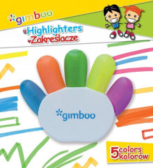 Фломастеры для рисования для детей qConnect Zakreślacz Gimboo w kształcie rączki 5 kolorów blister 17056237-99