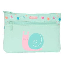 SAFTA With Two Big Cremalleras Easy To Clean Preschool Snail Pencil Case