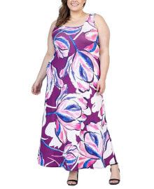 24seven Comfort Apparel plus Size Scoop Neck Maxi Dress with Pockets