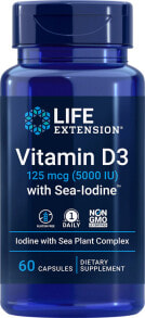 Витамин D life Extension Vitamin D3 with Sea Iodine Витамин D3 с морским йодом 5000 МЕ 60 капсул