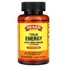 Bragg, True Energy Apple Cider Vinegar + 6 B Vitamins, Caffeine Free, 90 Capsules