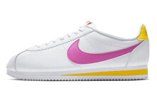 Nike Cortez Classic Leather 复古 低帮 跑步鞋 女款 白粉黄 / Кроссовки Nike Cortez Classic Leather 807471-112