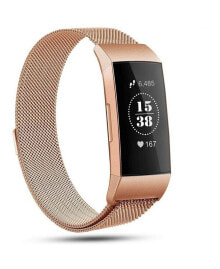 Posh Tech unisex Fitbit Charge 3 Rose Gold-Tone Stainless Steel Watch Replacement Band