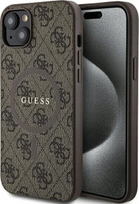 Guess Oryginalne Etui GUESS Hardcase GUHMP14SG4GFRW do iPhone 14 (Kompatybilny z Magsafe / 4G Ring classic logo / brązowy)