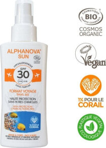 Средства для загара и защиты от солнца Alphanova Sun Spray SPF30 Водостойкий солнцезащитный спрей для лица и тела без запаха   90 г