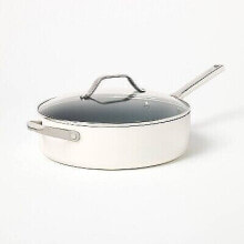 5qt Nonstick Ceramic Coated Aluminum Saute Pan Cream - Figmint