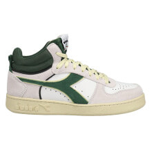 Купить мужские кроссовки Diadora: Diadora Magic Basket Demi Cut Suede Leather High Top Mens Green, Grey, White Sn