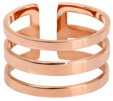 Женские кольца и перстни стильное тройное кольцо из стали, покрытой розовым золотом