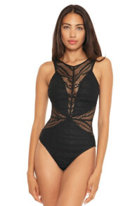 Купить женские купальники BECCA by Rebecca Virtue: BECCA by Rebecca Virtue Womens Color Play Savannah One-Piece Swimsuit Black XS