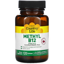 Витамины группы В Country Life, Methyl B12, Berry, 3,000 mcg, 120 Lozenges