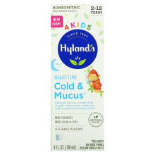 Витамины и БАДы для детей Hyland's, 4 Kids, Cold & Mucus, Nighttime, Ages 2-12, 4 fl oz (118 ml)