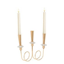 Candle Holder Romimex Golden Metal Glass Knot 26 x 10 x 27 cm