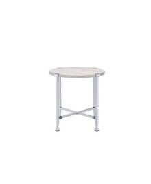 Simplie Fun brecon End Table, White Oak &Chrome 83212