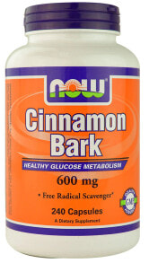 Витамины и БАДы для укрепления иммунитета NOW Foods Cinnamon Bark  Коричная кора для здорового метаболизма глюкозы 600 мг 240 растительных капсул