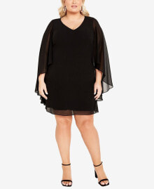 AVENUE plus Size Nina Cape Shift Mini Dress