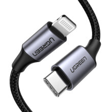 Ugreen 60759 дата-кабель мобильных телефонов Черный, Серебристый 1 m USB C Lightning
