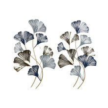 Настенный декор DKD Home Decor 51 x 4 x 90 cm Серый Синий Позолоченный современный Лист растения (2 штук)